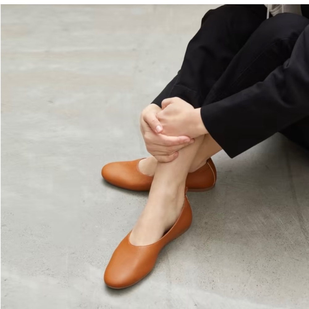 Everlane The Italian Leather Day Glove in Toasted Almond Ballet Flats SZ 10.5